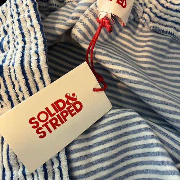 Solid & Striped The Poppy Lapis Blue Striped Terry Cloth Shorts Size Large NWT - Picture 5 of 5